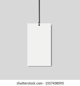 Blank paper price tag with string isolated on transparent background. 