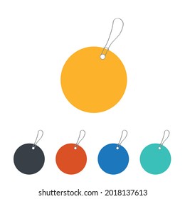 Blank paper price tags or gift tags in different shapes. Labels with cord.