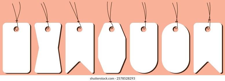 Blank paper price vector tags or gift tags in different. Price tags vector collection. Realistic white price tags collection set. Vector illustrator
