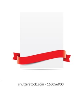 Blank paper with red ribbon