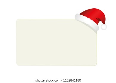 blank paper with red santa hat isolated on white background vector illustration EPS10
