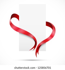 Blank paper and ribbons hearth. Vector illustration