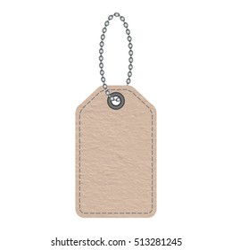 Blank paper sale tag label with chain, vector design