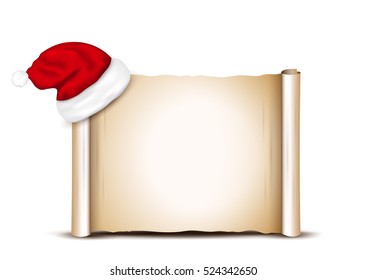 Blank Paper With Santa Hat on a white background