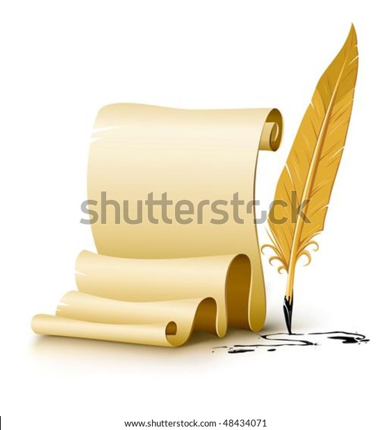 Blank Paper Script Old Ink Feather Stock Vector (Royalty Free) 48434071