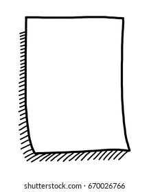 blank paper and shadow / cartoon vector and illustration, black and white, hand drawn, sketch style, isolated on white background.