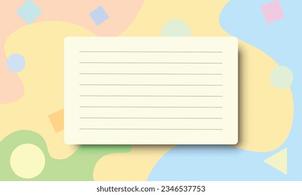 blank paper sheet background design with lines set in pastel colorful pattern.