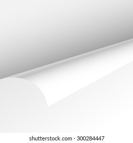Blank Paper Sheet Curl Corner, Empty Page Bend Vector illustration