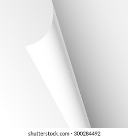 Blank Paper Sheet Curl Corner, Empty Page Bend Vector illustration