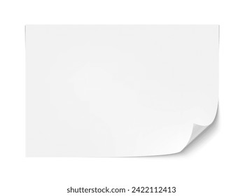 Blank Paper Sheet With Curved Corner Isolated On White Background. EPS10 Vector