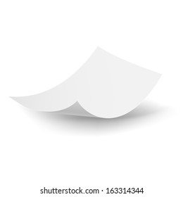 Blank Paper Sheet Falling Down. Illustration On White Background.