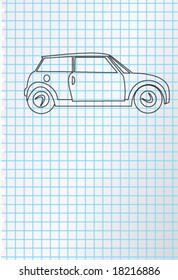 Blank paper sheet and image of car
