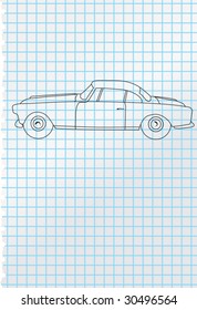 Blank paper sheet and image of car