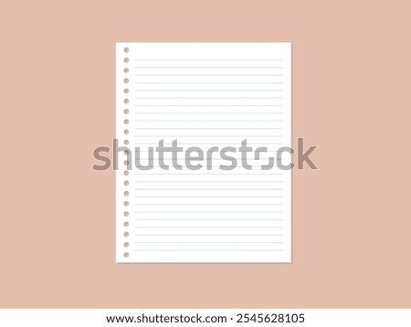 Blank paper sheet with line, plain notebook paper