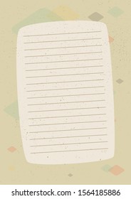 Blank Paper Sheet With Lines On Vintage Texture Background. Paper Design Template For Childrens Book Or Poster.