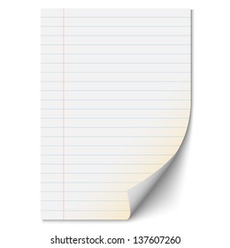 Blank paper sheet with lines. Vector EPS10