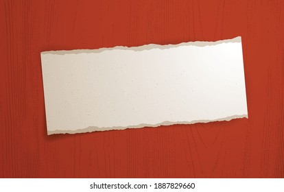 Blank paper sheet memo over wooden background vector realistic illustration, design element for message mockup.