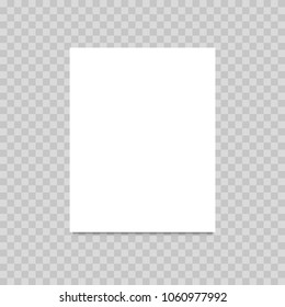 Blank of paper sheet on transparent background. Vector