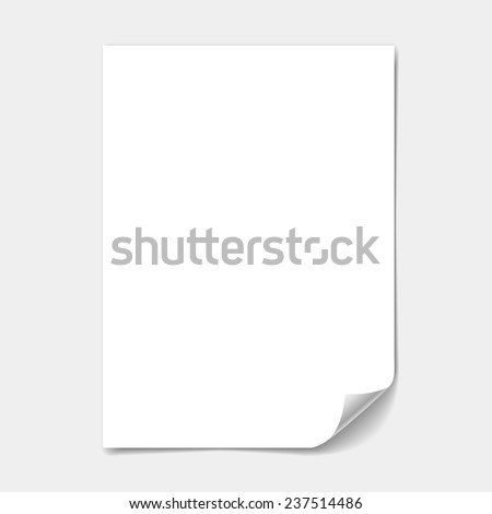 blank paper sheet with  page curl