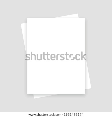 Blank paper sheet with shadow on background. White piece page A4 format. 3d realistic vector mockup. Vector illustration. 商業照片 © 