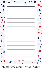 Blank paper sheet with stars on white background. Vector illustration.