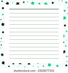 Blank paper sheet with stars on white background. Vector illustration.