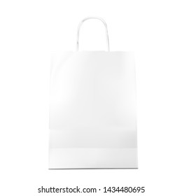 Blank paper shopping bag mockup isolated on white background. Vector illustration. Ready to use for your design, advertising, branding, promo and etc. EPS10.