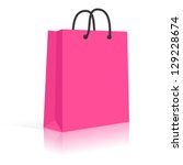 Blank Paper Shopping Bag With Rope Handles. Pink, Black. Vector, Isolated