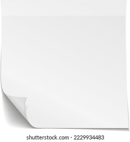 Blank paper sticker note mockup with curled corner
