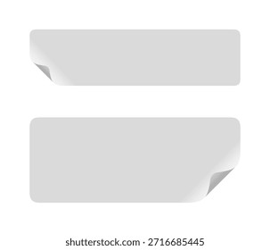 Pegatinas de papel en blanco con bordes redondeados, adhesivo con ruta de recorte, dos etiquetas adhesivas de papel blanco aisladas
