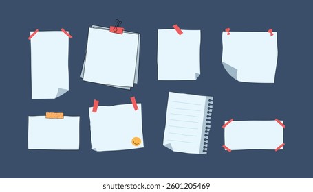 Blank Paper Sticky Notes collection isolated Background