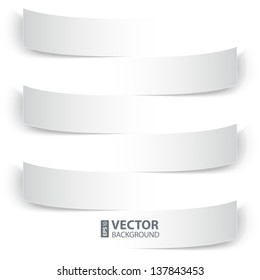 Blank paper stripe banners with shadows on white background. RGB EPS 10 vector illustration