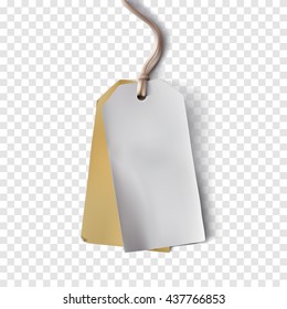 Blank Paper Tag with shadows on a transparent background.