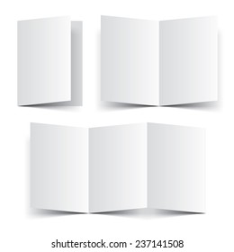 Blank paper template booklet, brochure or leaflet vector. Fold paper with realistic shadow mock up isolated on white background.