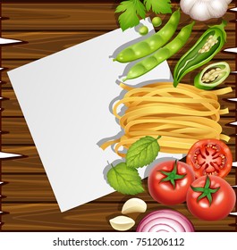 Blank paper template with fresh ingredients illustration