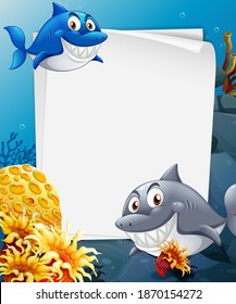 Blank Paper Template Many Sharks Cartoon Stock Vector (Royalty Free ...