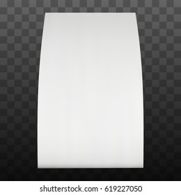 Blank paper tent card. Vector illustration on black transparent background. Table card mock up