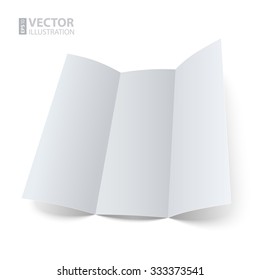 Blank Paper Tri-fold Brochure Mockup With Realistic Shadow On White Background. RGB EPS 10 Vector Illustration