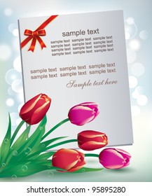 Blank paper with tulips