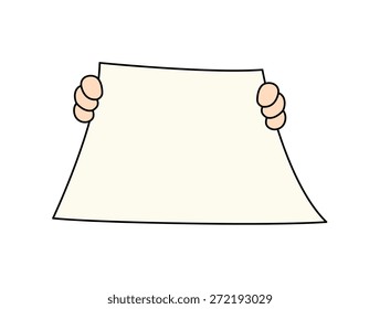 Blank Paper Vector Holded by Someone Hiding Behind It