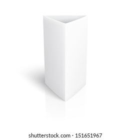 Blank paper vertical triangle card on white background with reflections. Vector illustration. EPS10.