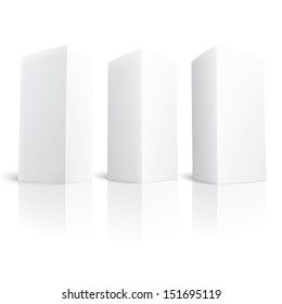 Blank paper vertical triangle cards on white background with reflections. Left and right view. Vector illustration. EPS10.