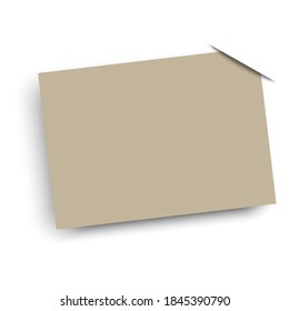 Blank paper for writing. Vector illustration. 3d mock up of a sheet of paper with a corner tucked in. Stock image.