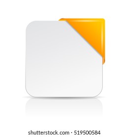 Blank paper with yellow corner ribbon vector illustration isolated on white background