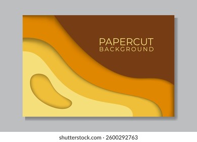 blank papercut style abstract wave background yellow gradient color