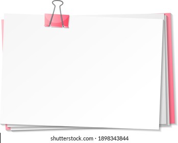 Blank papers and binder clip template illustration