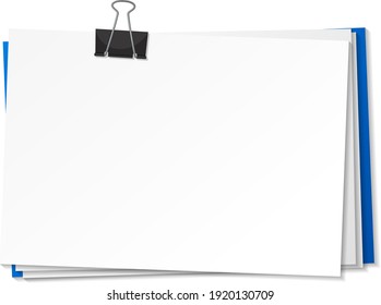 Blank Papers Binder Clip Template Illustration Stock Vector (Royalty ...