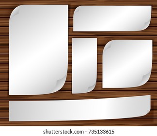 Blank papers on wooden wall illustration