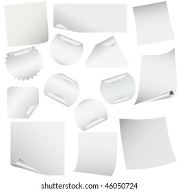 Blank papers and stickers isolated on white vector