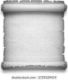 Blank parchment scroll paper illustration in halftone monotone history style